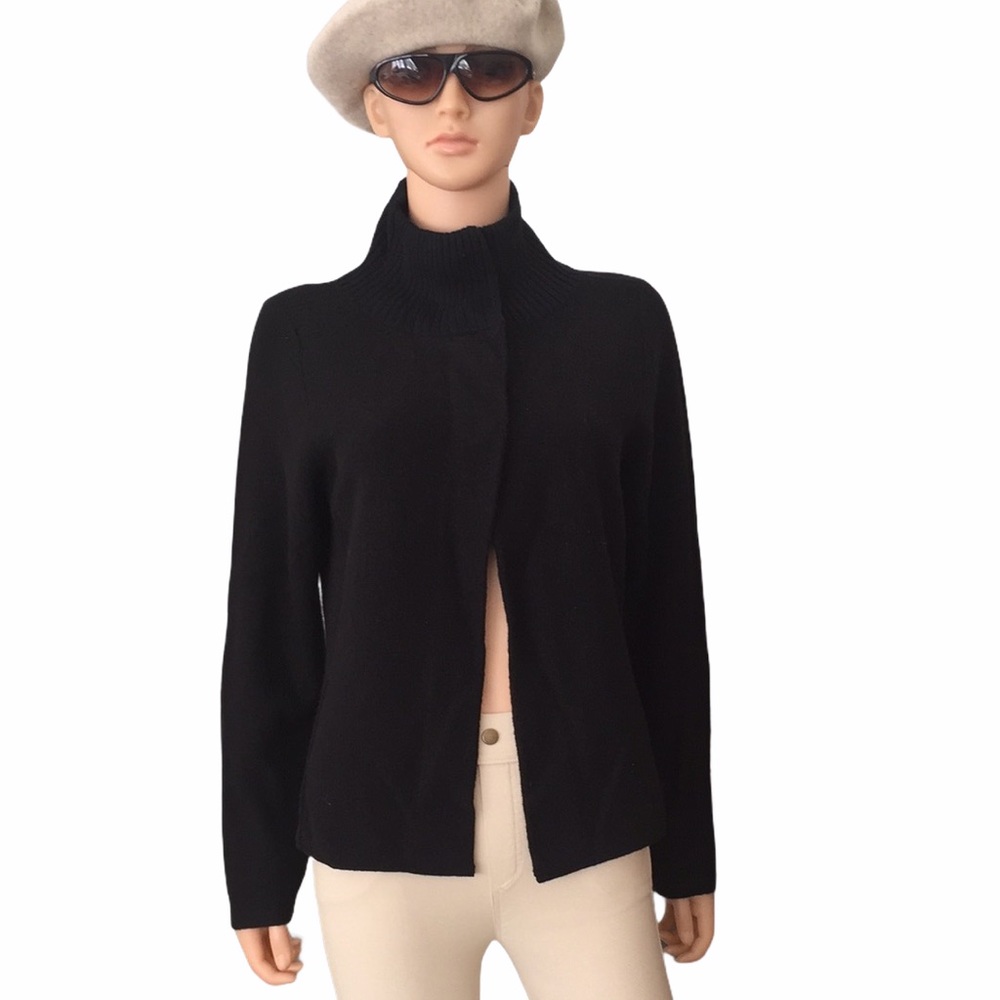 Chico’s black wool turtleneck sweater jacket